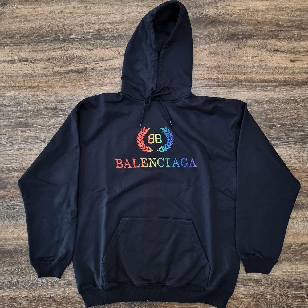 Balenciaga Rainbow In The Dark Black Hoodie